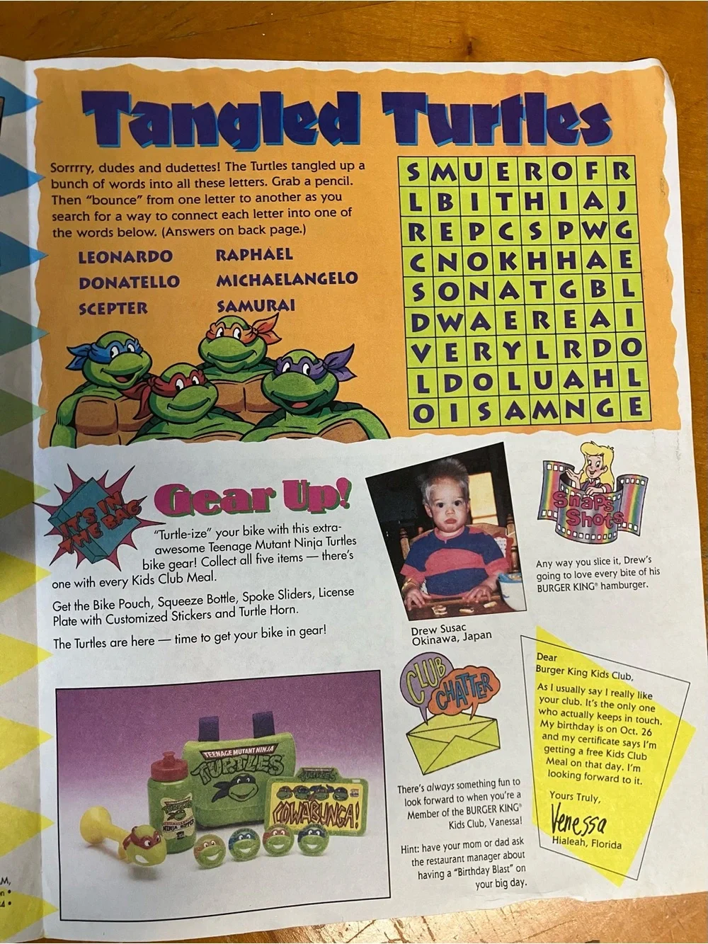 VTG 1993 Burger King Kids Club Adventures Magazine TMNT Turtles Volume 4 #3
